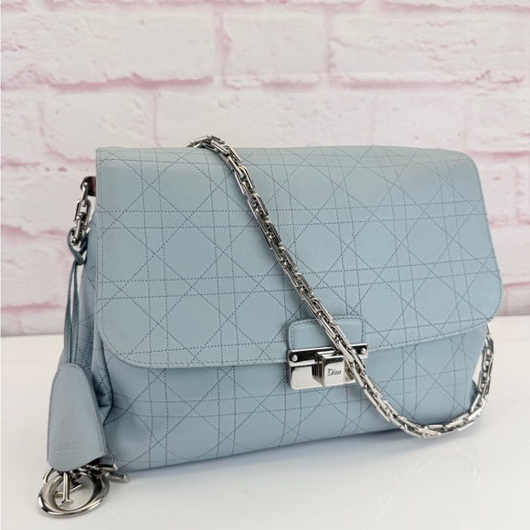 Dior Handbags - Dior Light Blue Cannage Leather Diorling Shoulder Bag